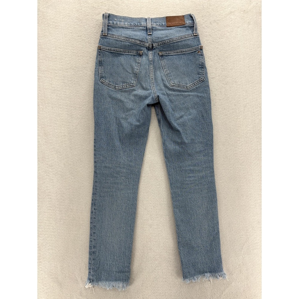 Madewell Perfect Vintage Straight Jeans Womens 23 High Rise Blue Raw Hem Crop - Picture 12 of 13